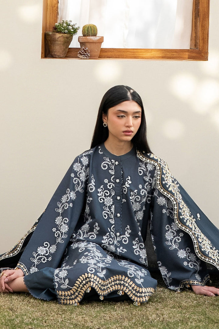 Cross Stitch - Lawn Ombre Blue Unstitch Suit For Women - 3 Piece