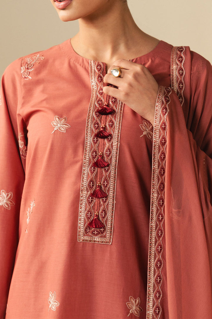 Cross Stitch - Lawn Vintage Rose Suit For Women - Peach - 2 Piece - Studio by TCS