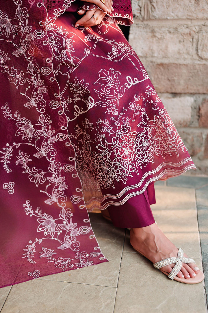 Cross Stitch - PLUM ESSENCE Lawn Unstitch Suit For Women - 3 Piece - Studio by TCS