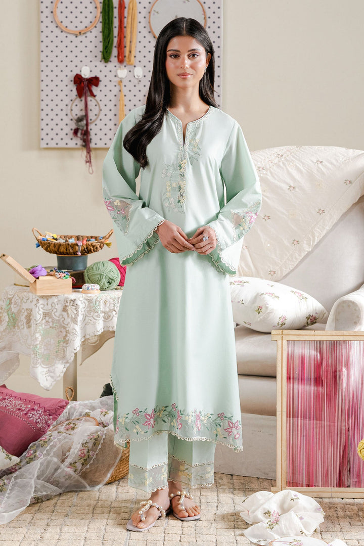 Cross Stitch - Mint Breeze Cambric Suit For Women - Green - 2 Piece