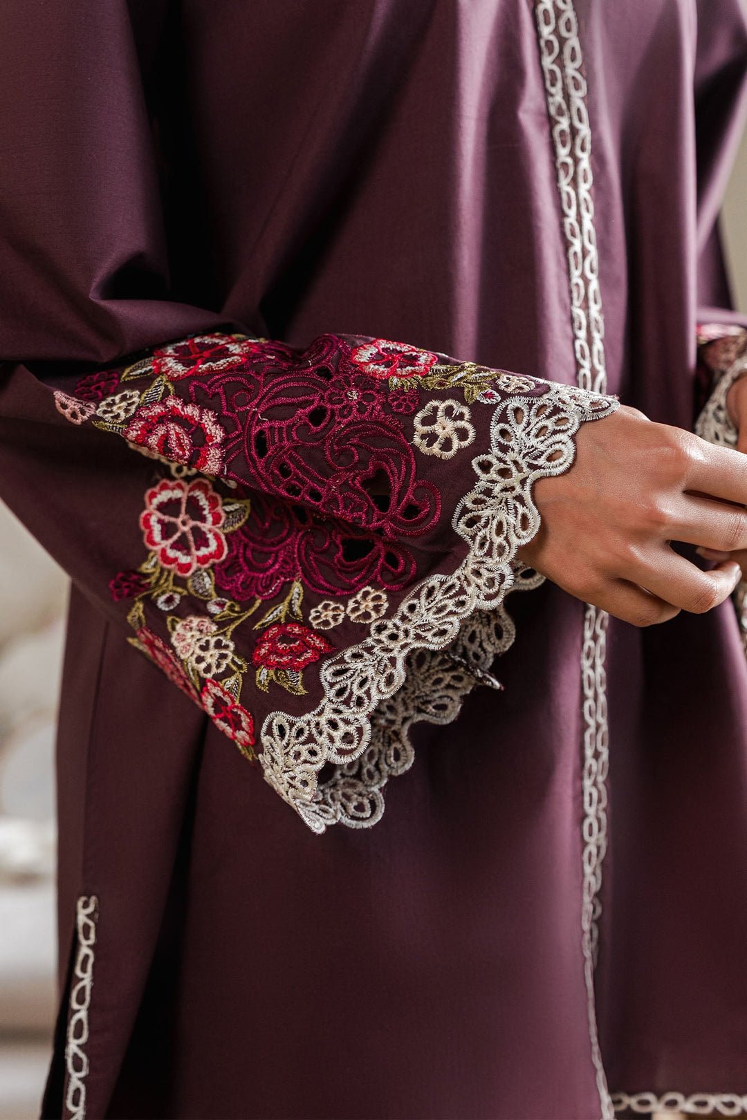 Cross Stitch - Orchid Smoke Cambric Suit For Women - Purple - 2 Piece