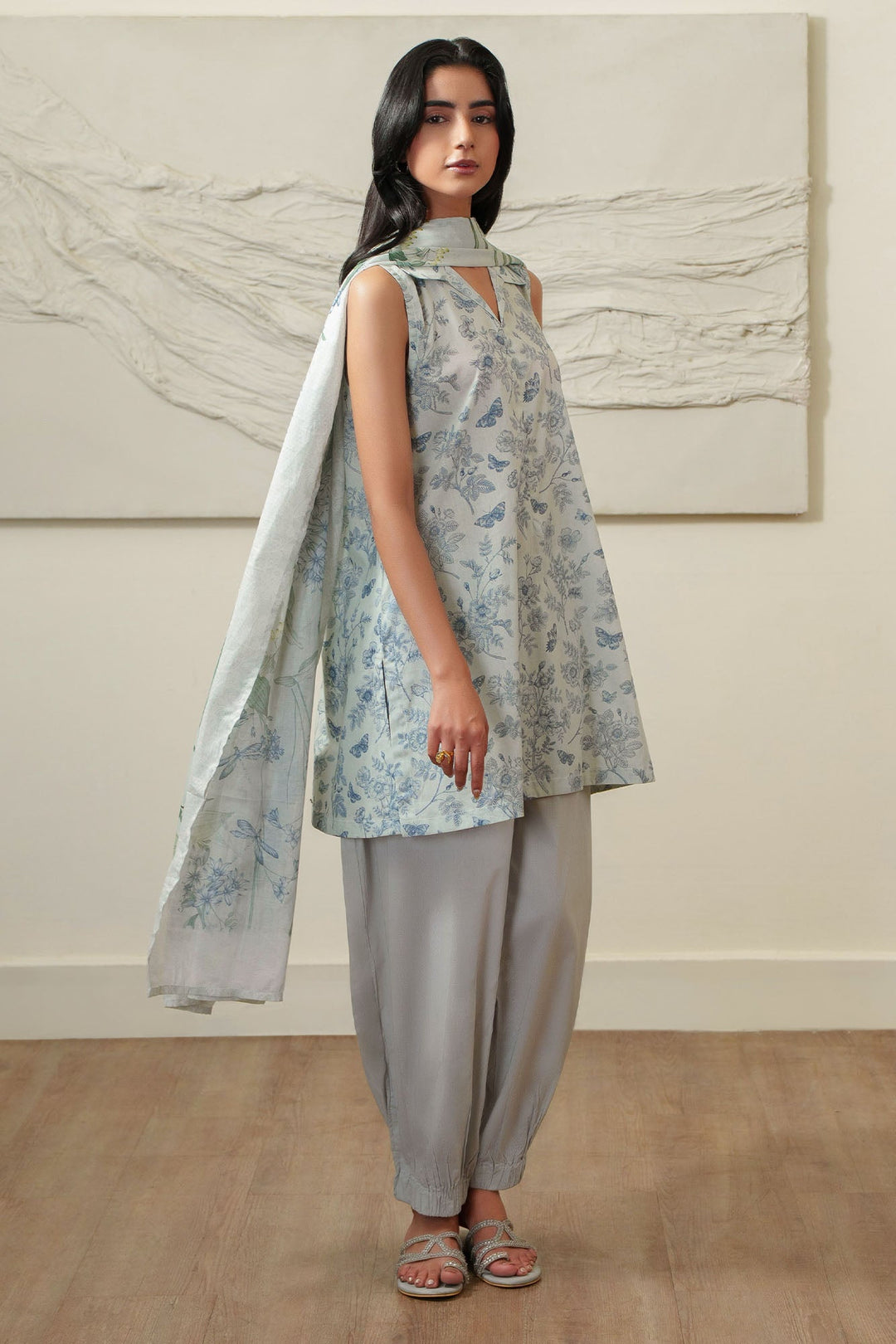 Cross Stitch GRAY HORIZON Unstitched Grey 3 Piece