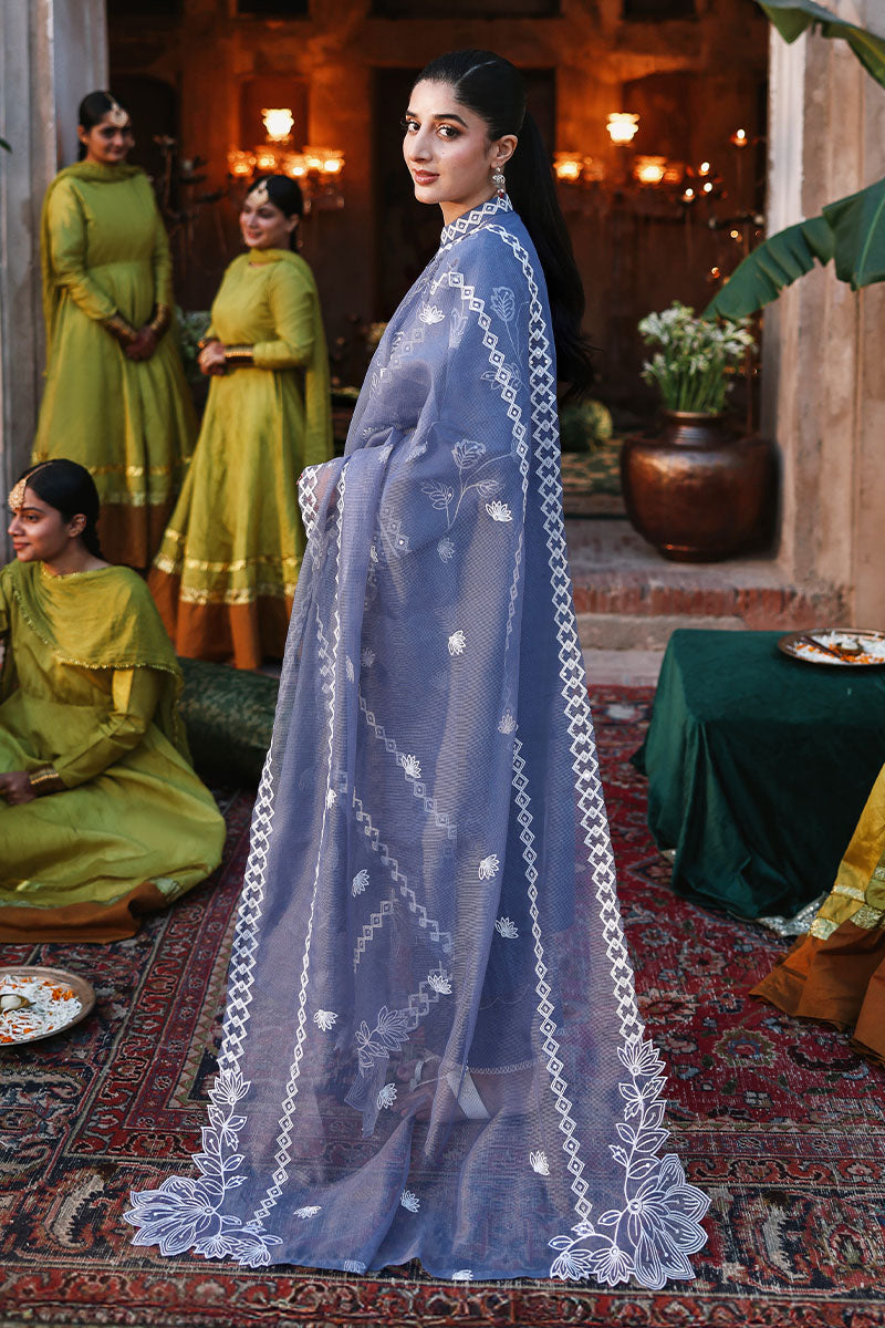 Cross Stitch - Lawn Ethnic Blue Unstitch Suit For Women - 3 Piece