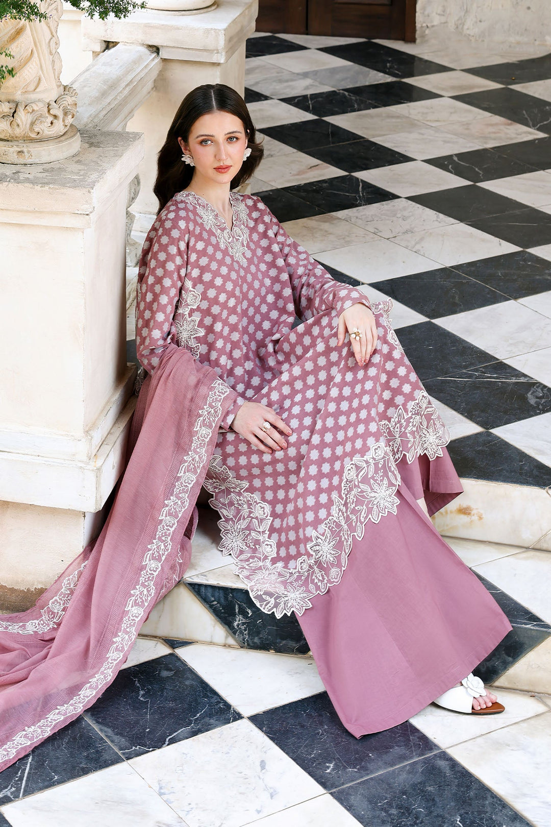 Cross Stitch - ASH ROSE Cotton Unstitch Suit For Women - 3 Piece - Studio by TCS