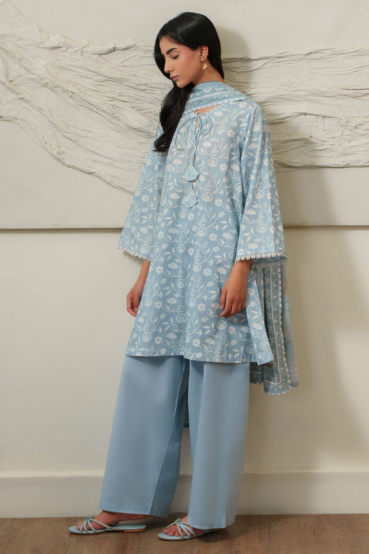 Cross Stitch SERENE BLUE Unstitched 3 Piece