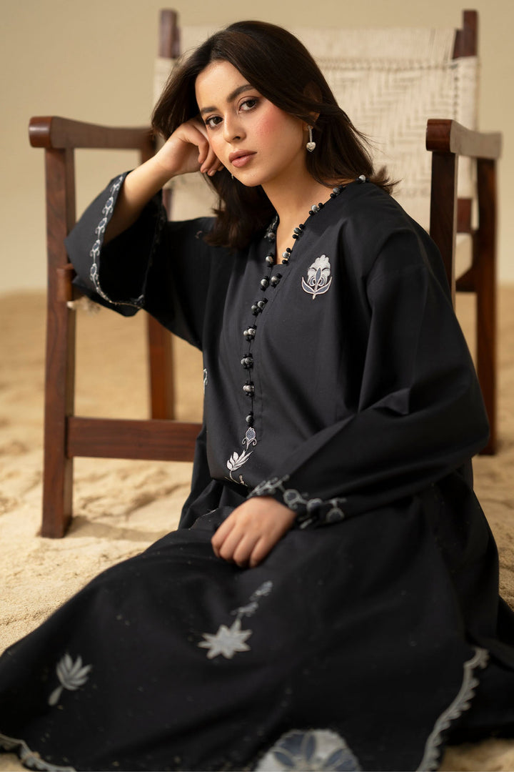 Cross Stitch Noir Shadow Embroidered Cambric Shirt Black 1 Piece