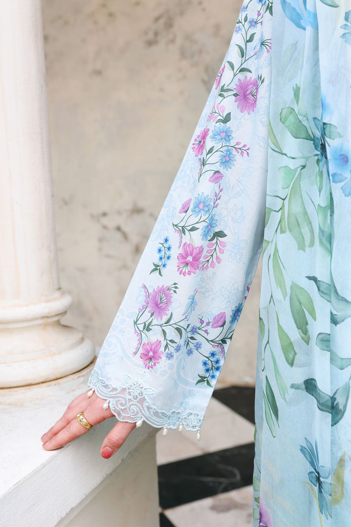 Cross Stitch - Aqua Glint Lawn Unstitch Suit For Women - 3 Piece - Studio by TCS