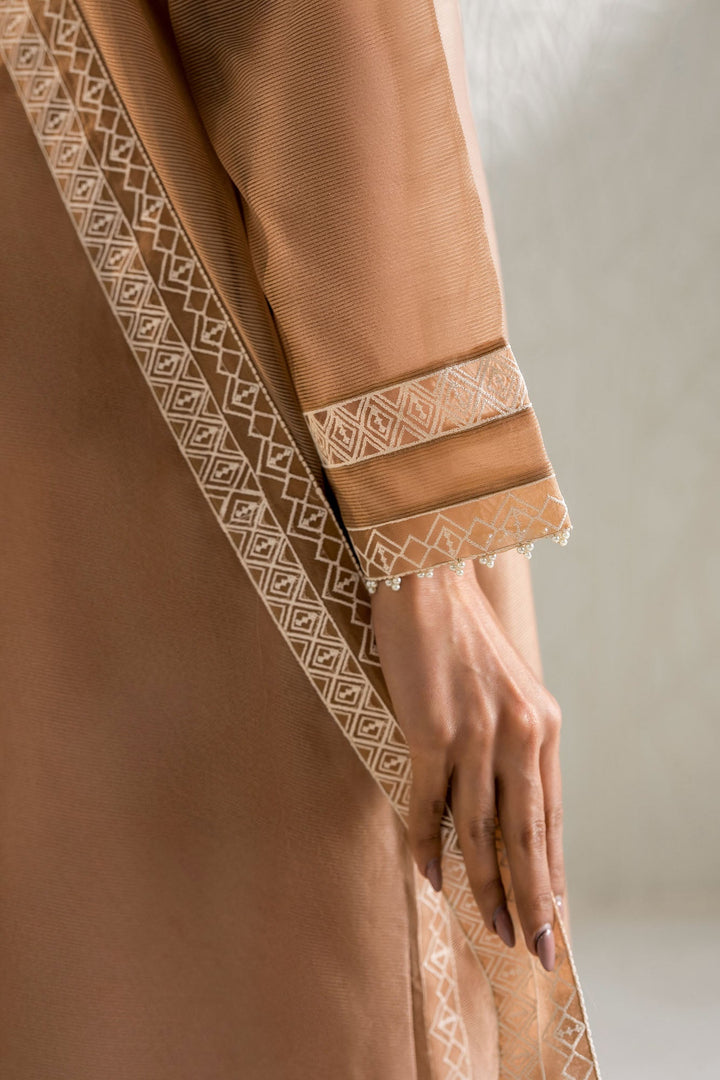 Cross Stitch - Cotton Ivory Dune Suit For Women - Brown - 2 Piece - Studio by TCS