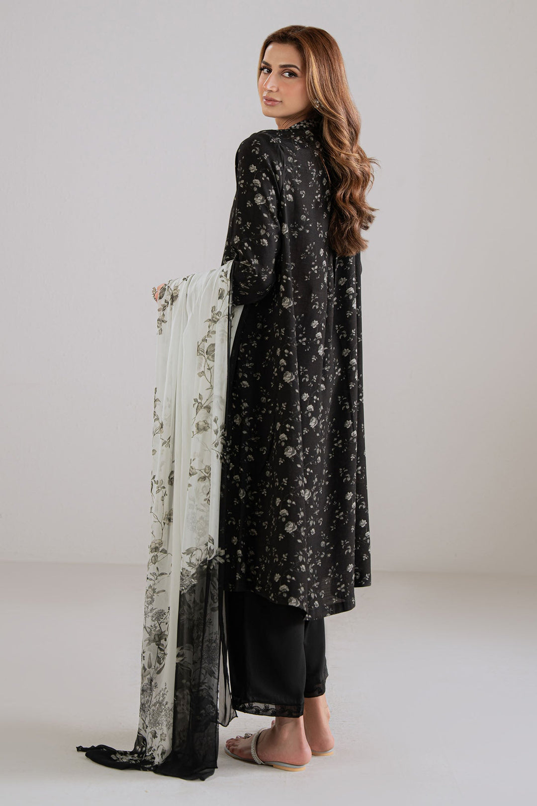 Cross Stitch - Noir Reign Silk Suit For Women - Black - 2 Piece