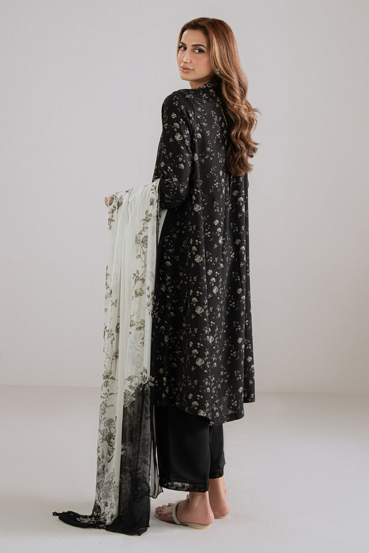 Cross Stitch - Noir Reign Silk Suit For Women - Black - 2 Piece