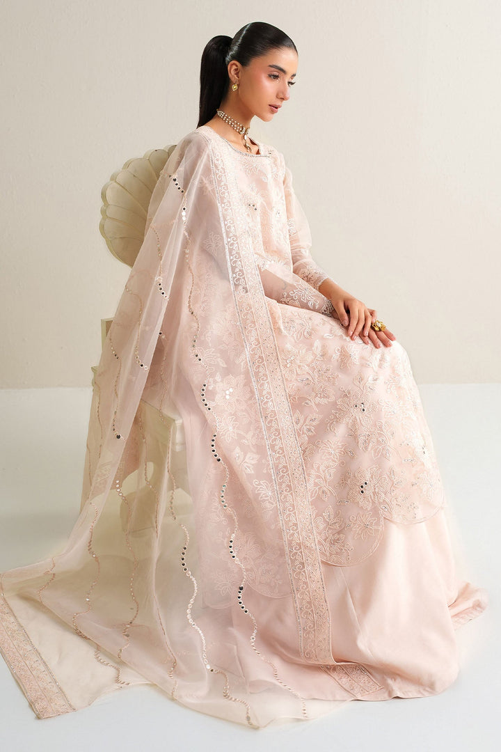 Cross Stitch - Blush Serenity Organza Unstitch Suit For Women - 4 Piece - Studio by TCS