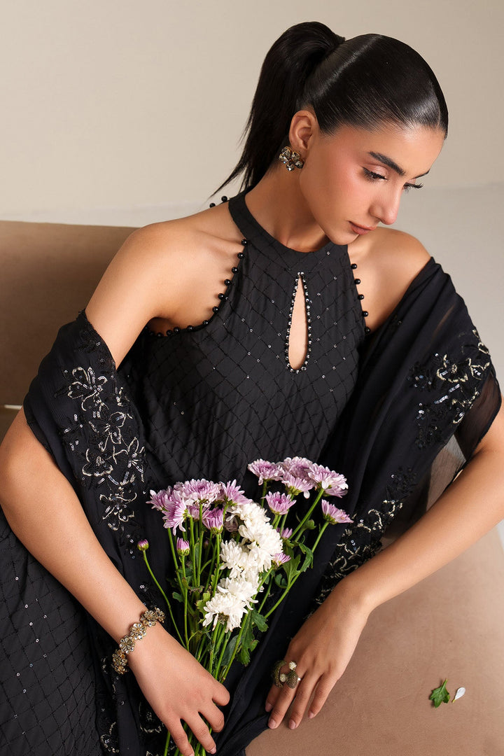 Cross Stitch - Noir Grace Chiffon Unstitch Suit For Women - 4 Piece - Studio by TCS