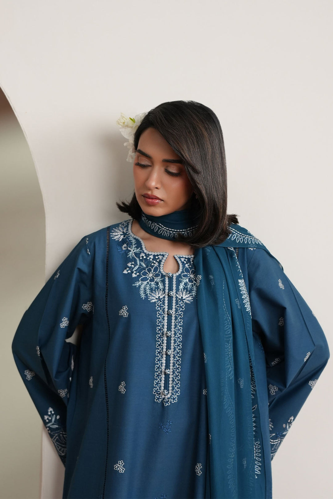 Cross Stitch - Sapphire Garden Embroidered Lawn Unstitch Suit For Women - 3 Piece