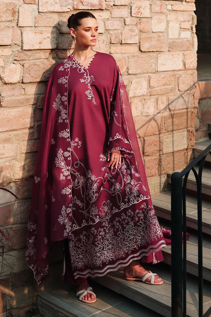 Cross Stitch - PLUM ESSENCE Lawn Unstitch Suit For Women - 3 Piece - Studio by TCS