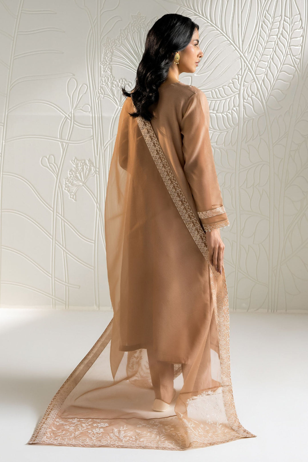 Cross Stitch - Cotton Ivory Dune Suit For Women - Brown - 2 Piece - Studio by TCS