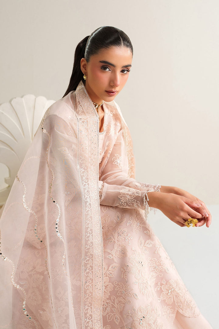 Cross Stitch - Blush Serenity Organza Unstitch Suit For Women - 4 Piece - Studio by TCS