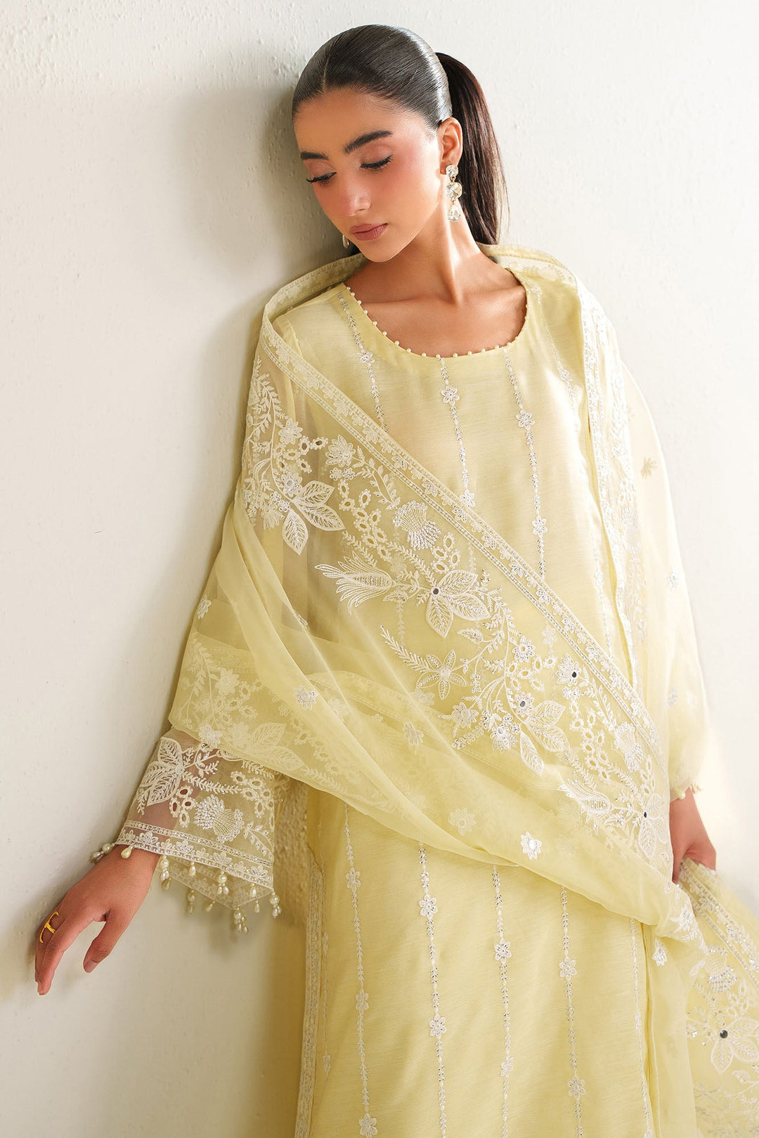 Cross Stitch - Garden Glow Silk Unstitch Suit For Women - 3 Piece - Studio by TCS