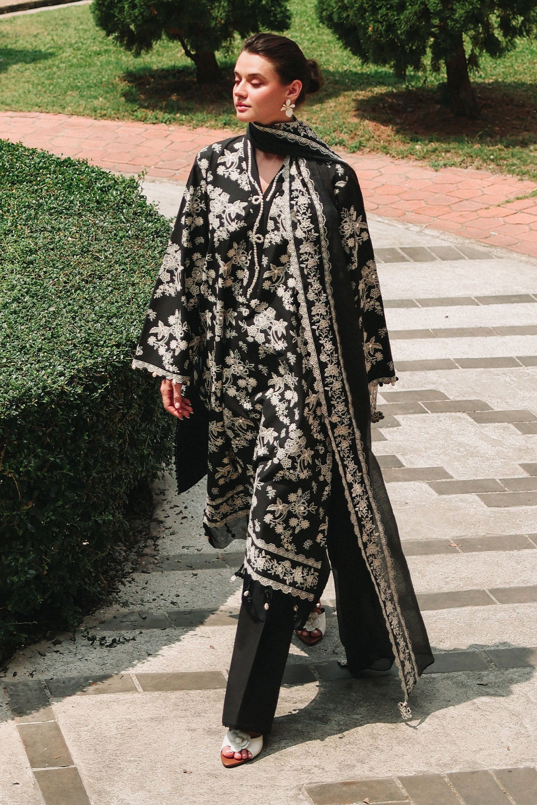 Cross Stitch - OBSIDIAN BLOOM Lawn Unstitch Suit For Women - 3 Piece - Studio by TCS