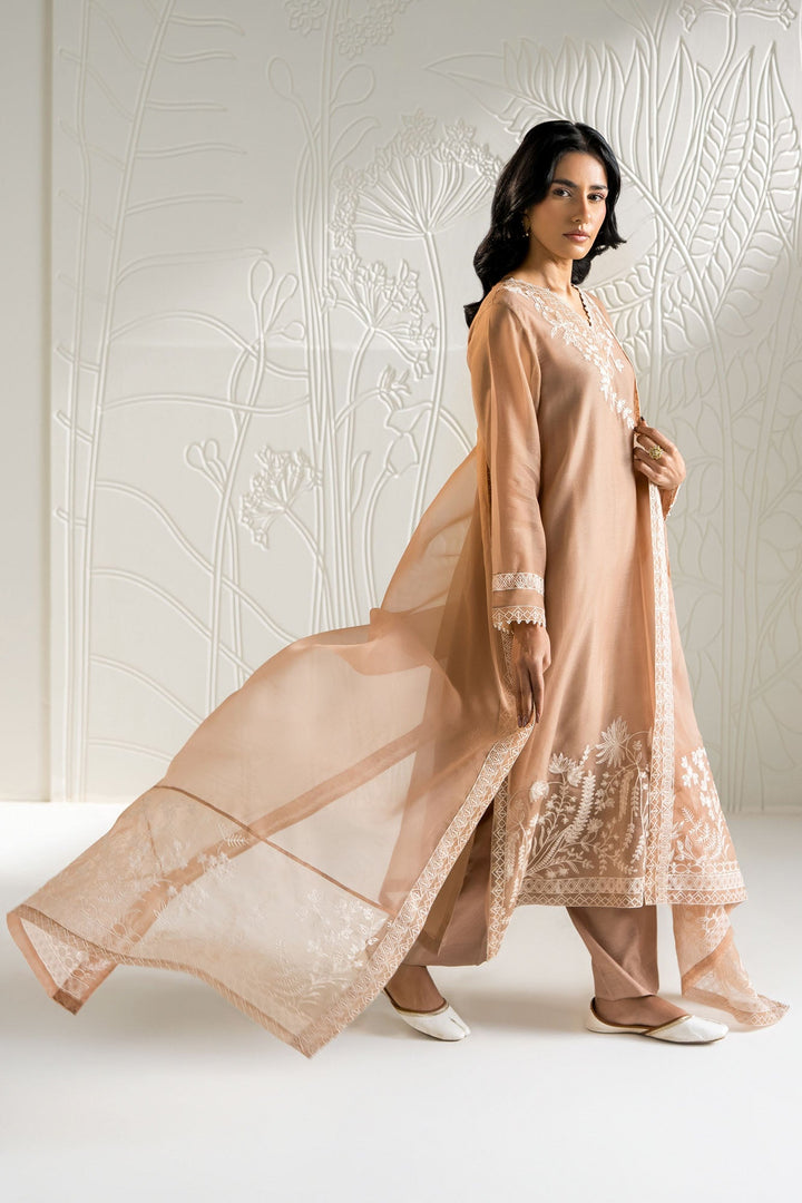 Cross Stitch - Cotton Ivory Dune Suit For Women - Brown - 2 Piece - Studio by TCS