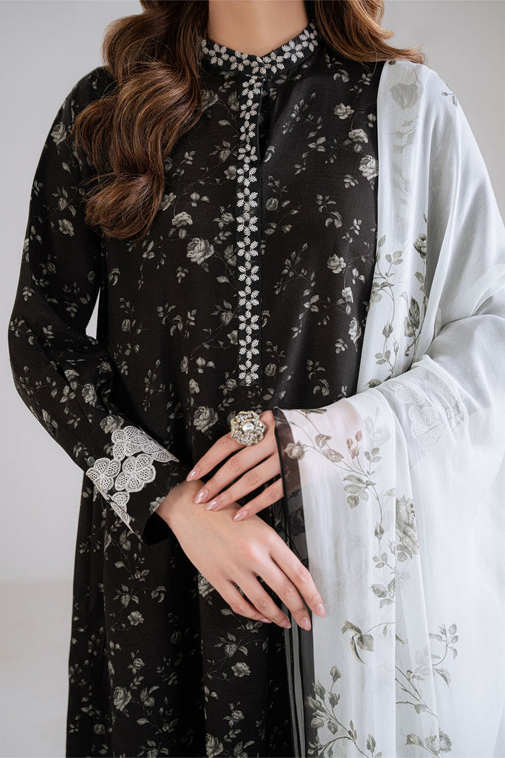 Cross Stitch - Noir Reign Silk Suit For Women - Black - 2 Piece