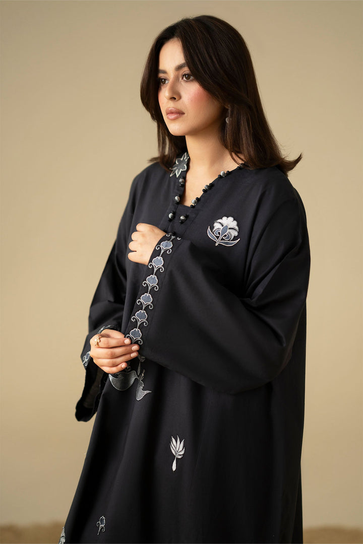 Cross Stitch Noir Shadow Embroidered Cambric Shirt Black 1 Piece