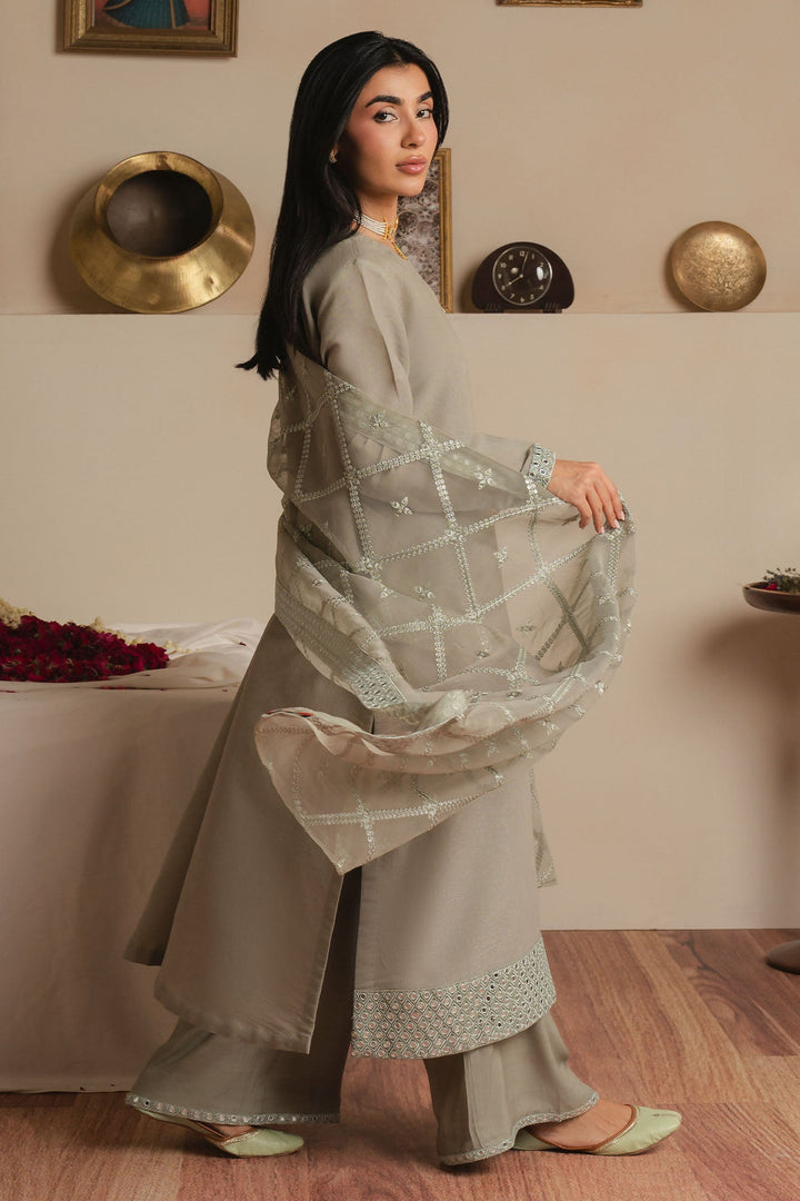 Cross Stitch - Mint Glow Fancy Yarn Suit For Women - Green - 3 Piece