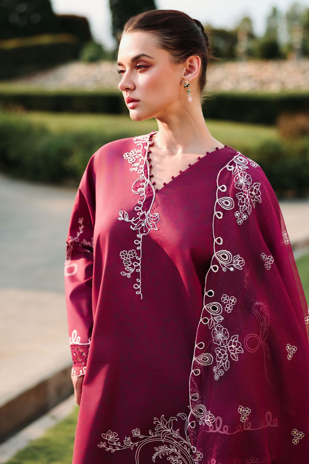 Cross Stitch - PLUM ESSENCE Lawn Unstitch Suit For Women - 3 Piece - Studio by TCS