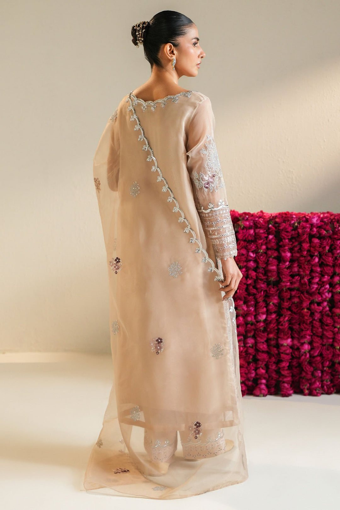 Cross Stitch - Organza Moonlit Dune Suit For Women - Beige - 3 Piece - Studio by TCS