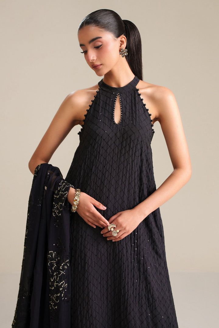 Cross Stitch - Noir Grace Chiffon Unstitch Suit For Women - 4 Piece - Studio by TCS