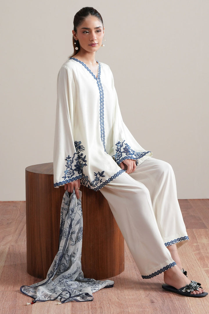 Cross Stitch Ivory Duo 2 Piece Suit White