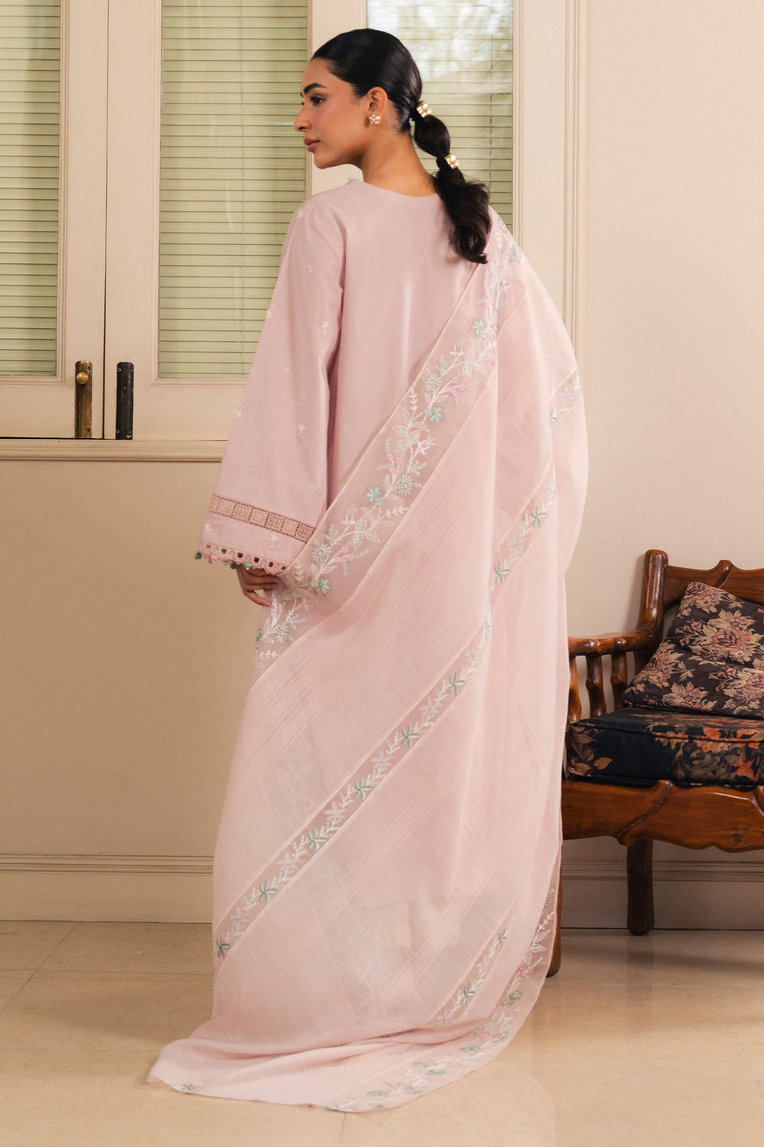 Cross Stitch - Pinky Breeze Cambric Suit For Women - Pink - 2 Piece