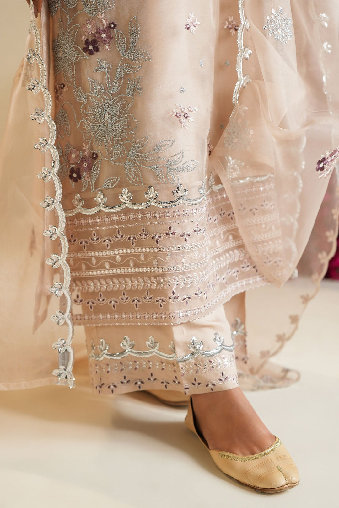 Cross Stitch - Organza Moonlit Dune Suit For Women - Beige - 3 Piece - Studio by TCS
