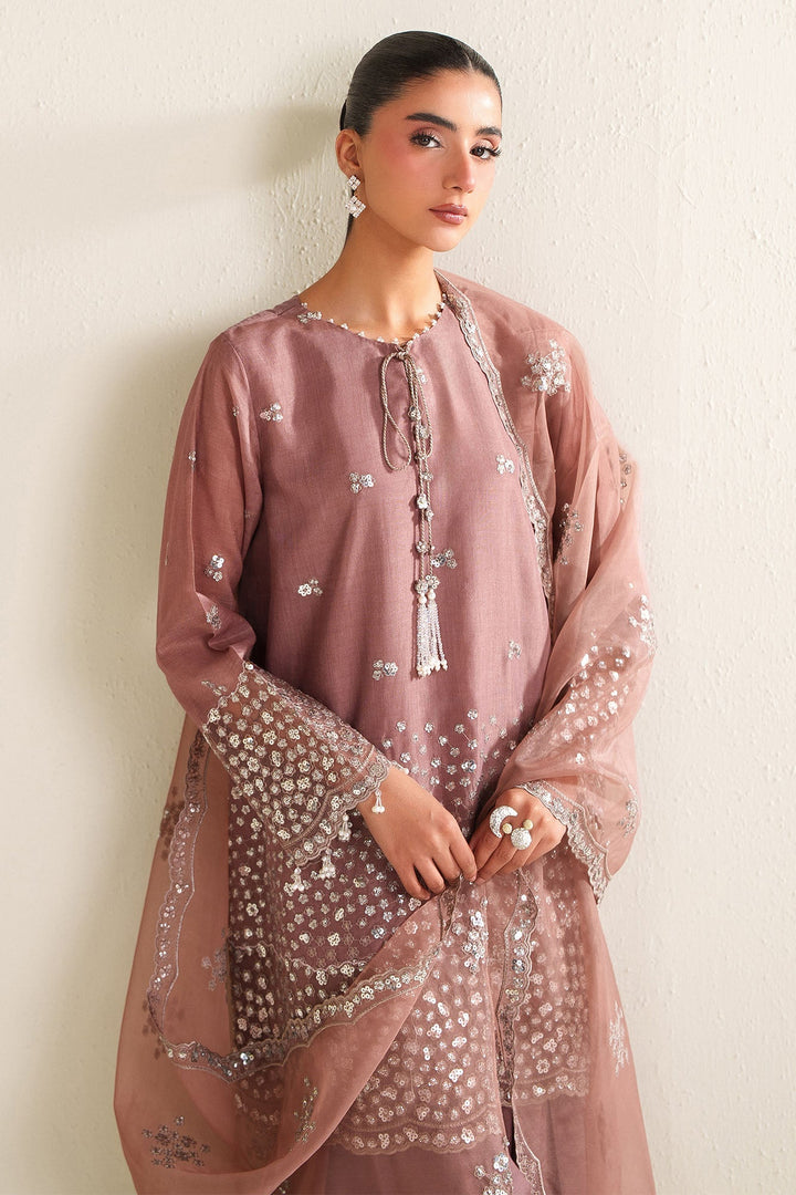Cross Stitch - Wistful Mauve Silk Unstitch Suit For Women - 3 Piece - Studio by TCS