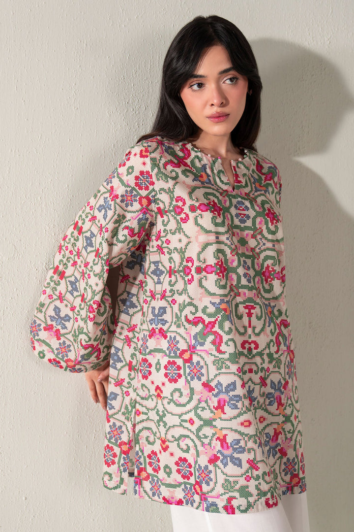Cross Stitch - Coral Bloom Printed Lawn Shirt For Women - Beige - 1 Piece