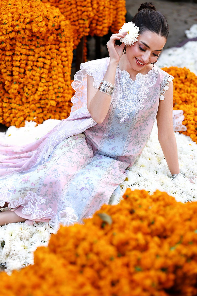 Cross Stitch - Lawn Rose Veil Unstitch Suit For Women - 3 Piece