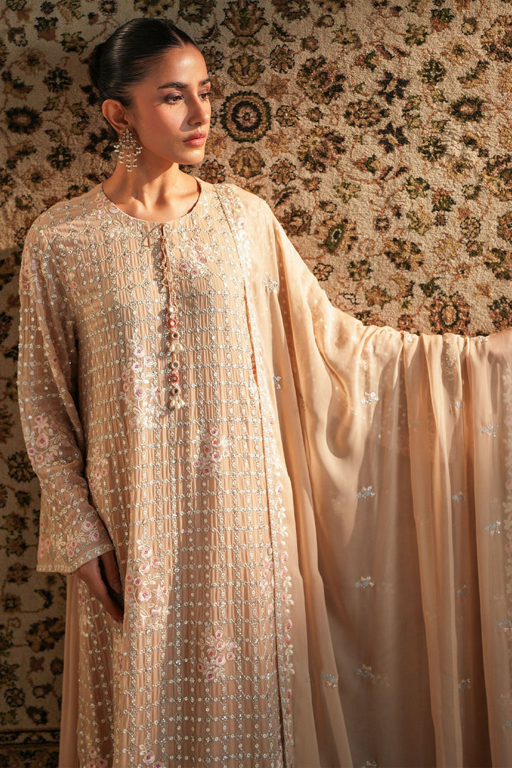 Cross Stitch - Chiffon Rose Quartz  Suit For Women - Peach - 2 Piece - Studio by TCS