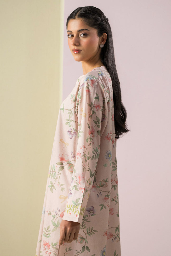 Cross Stitch - Lawn Palm Haze Printed Shirt For Women - Peach - 1 Piece - Studio by TCS