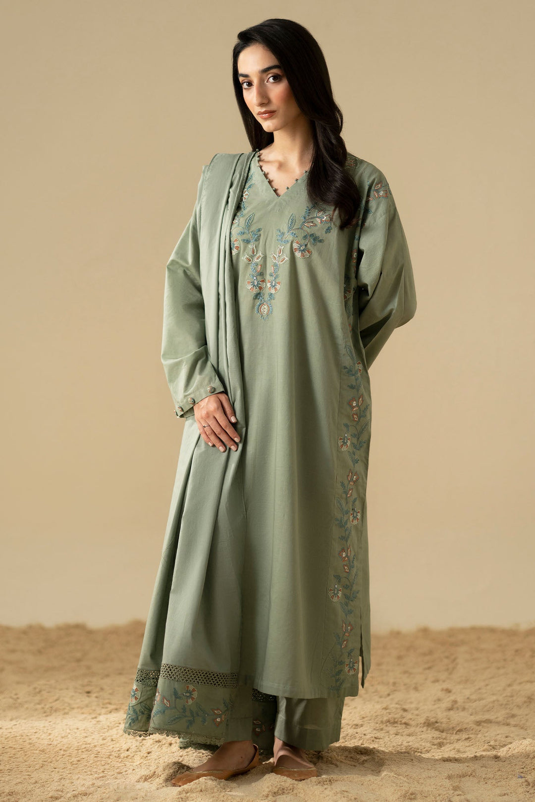 Cross Stitch Olive Dusk 3 Piece Suit Green
