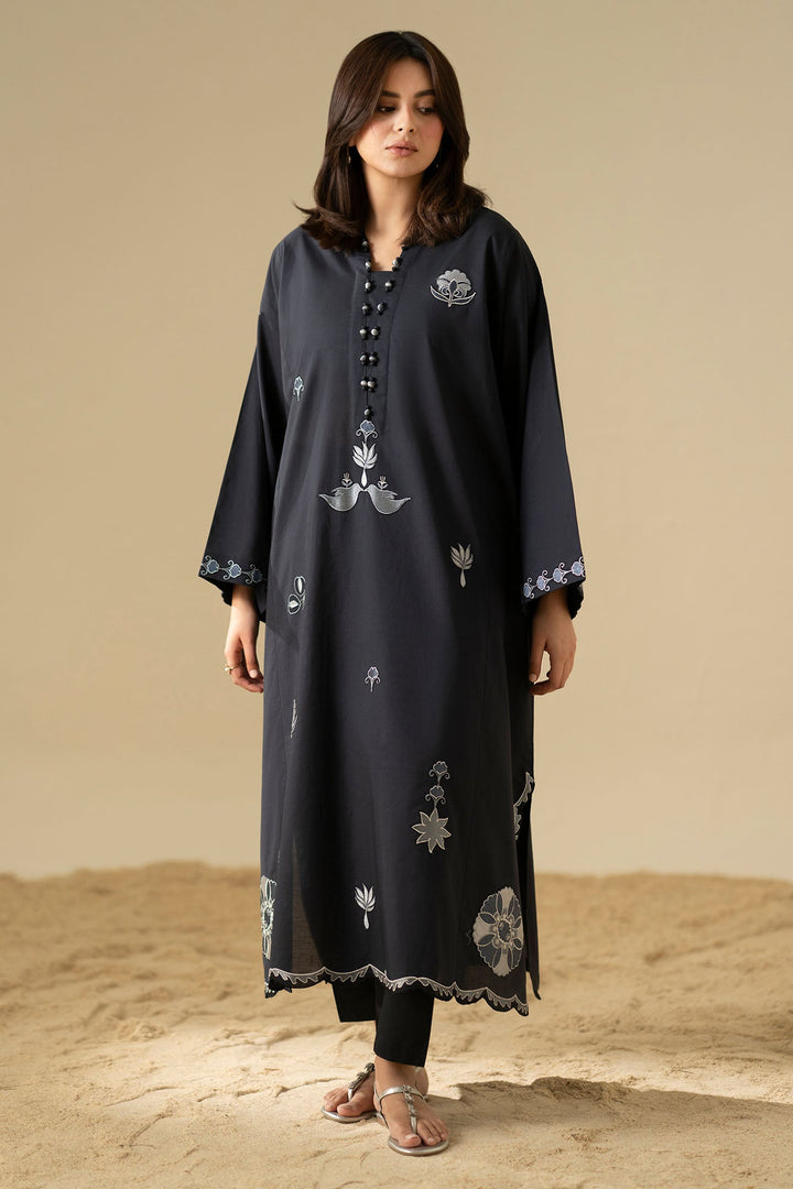 Cross Stitch Noir Shadow Embroidered Cambric Shirt Black 1 Piece