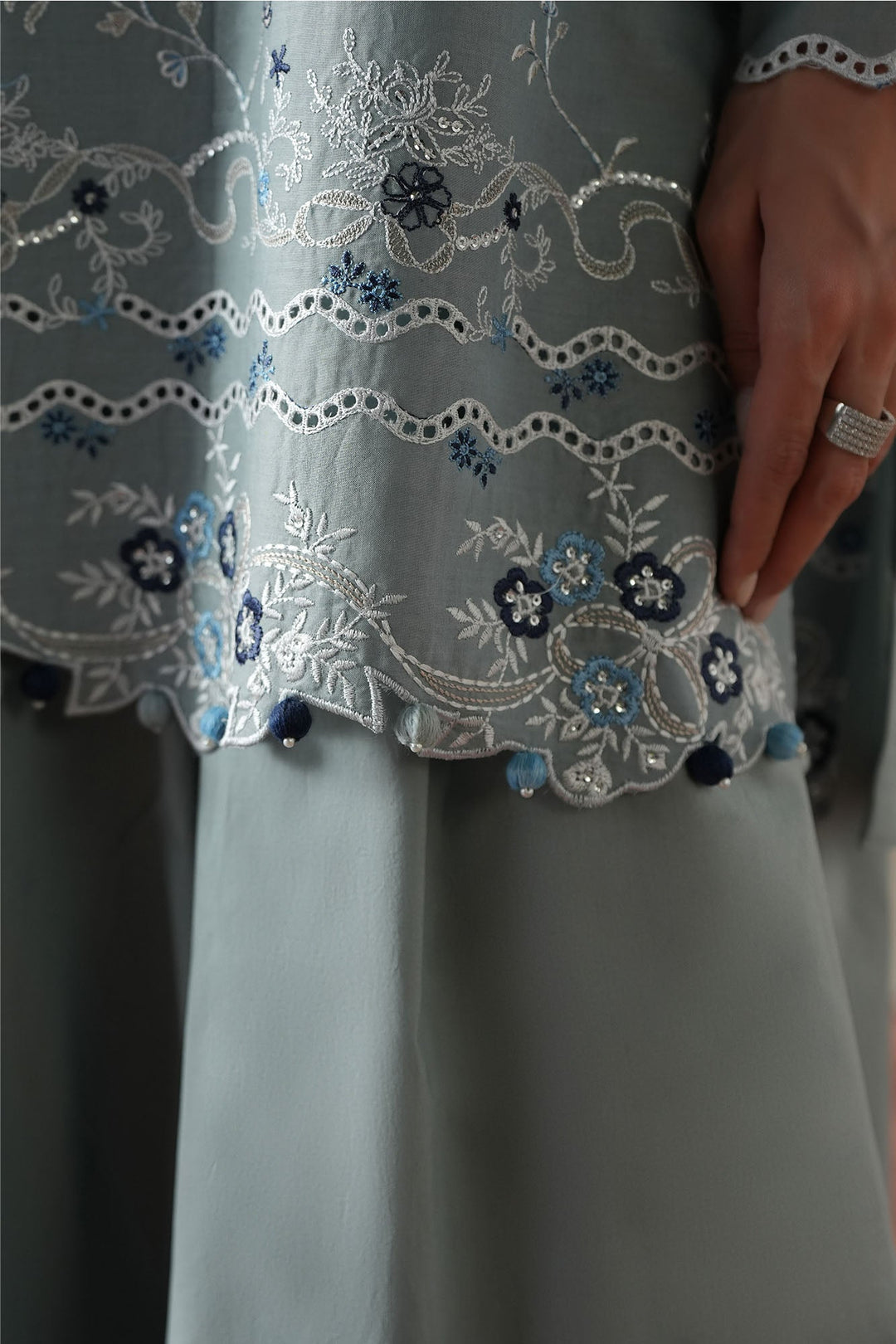 Cross Stitch AQUA SMOKE Unstitched Blue 3 Piece