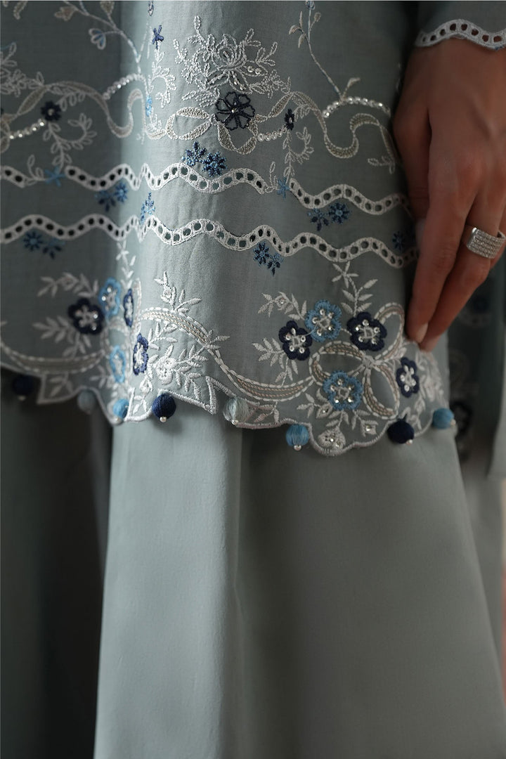 Cross Stitch AQUA SMOKE Unstitched Blue 3 Piece