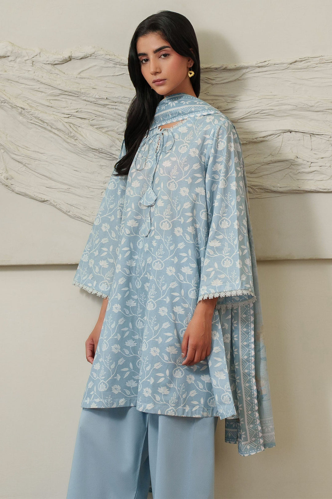 Cross Stitch SERENE BLUE Unstitched 3 Piece