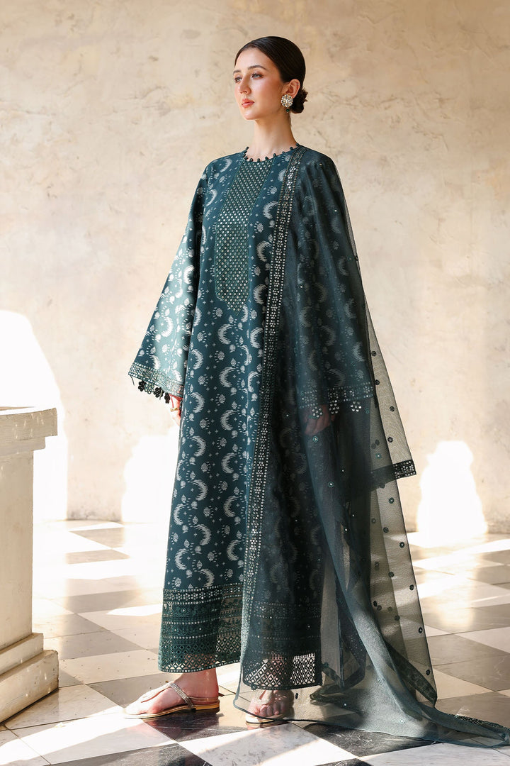 Cross Stitch - Teal Spruce Cotton Unstitch Suit For Women - 3 Piece - Studio by TCS