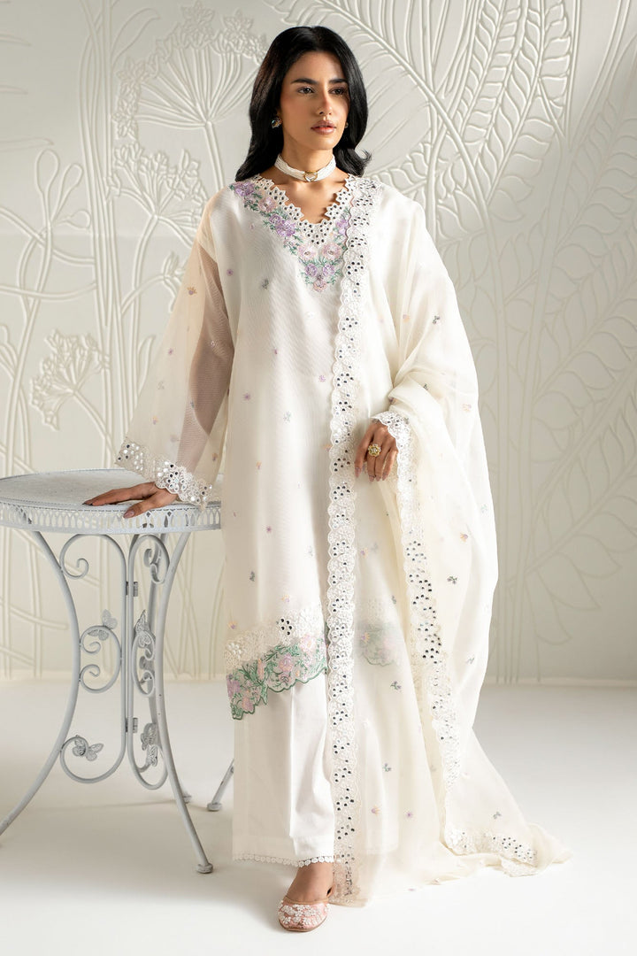 Cross Stitch - Net Blooming White Suit For Women - White - 2 Piece - Studio by TCS