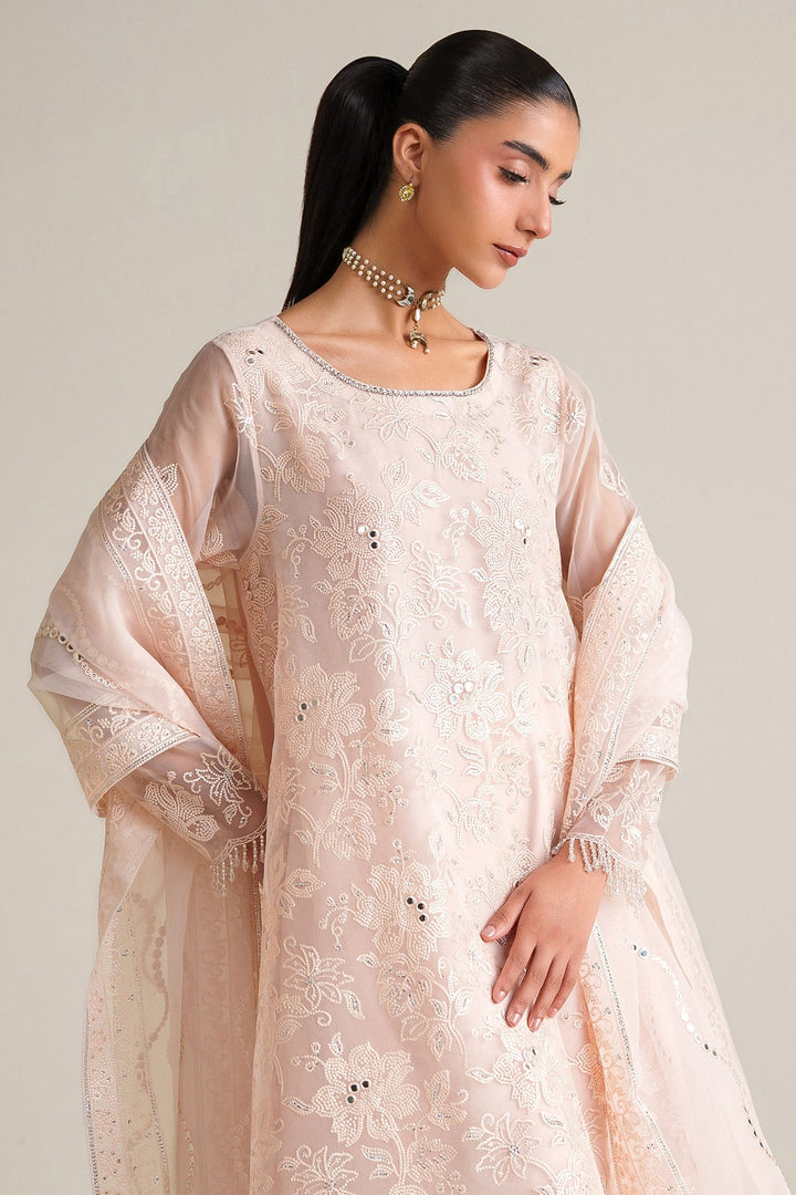 Cross Stitch - Blush Serenity Organza Unstitch Suit For Women - 4 Piece - Studio by TCS