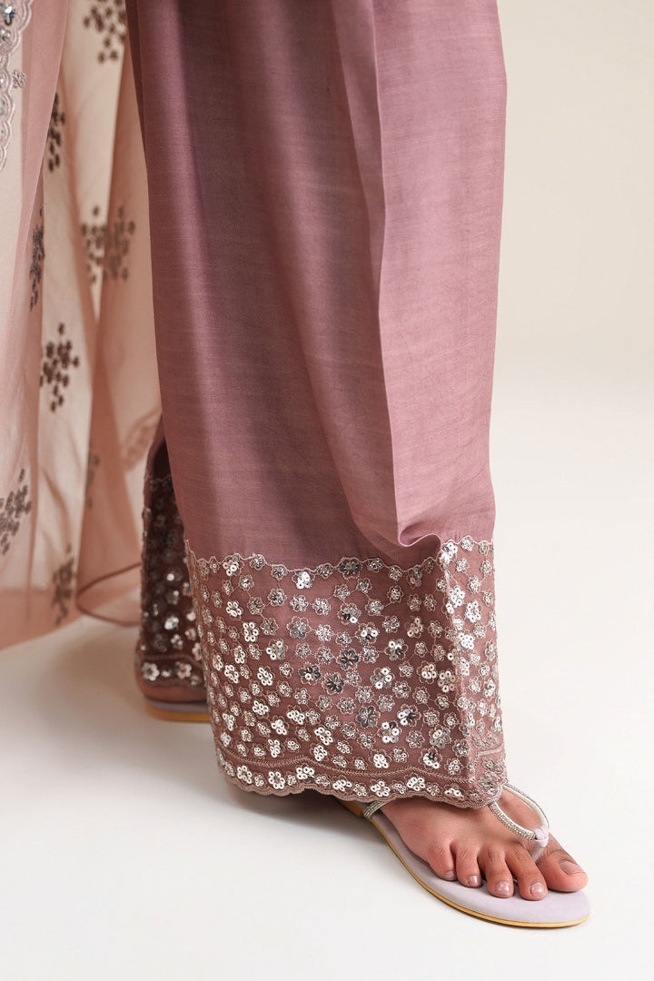 Cross Stitch - Wistful Mauve Silk Unstitch Suit For Women - 3 Piece - Studio by TCS