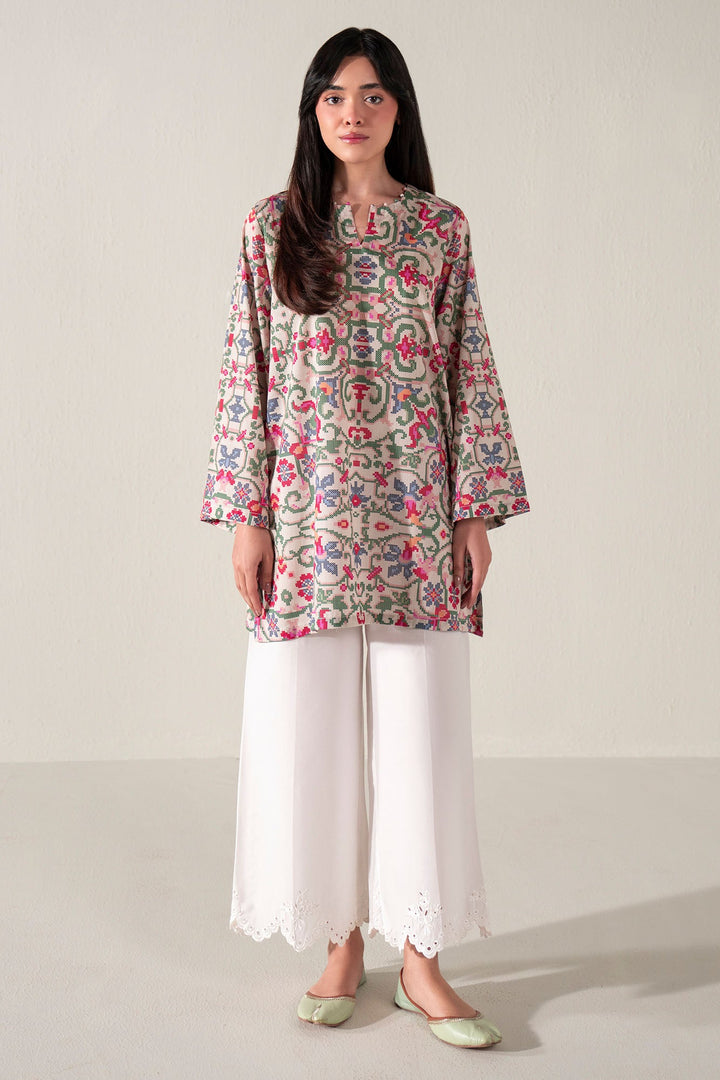 Cross Stitch - Coral Bloom Printed Lawn Shirt For Women - Beige - 1 Piece