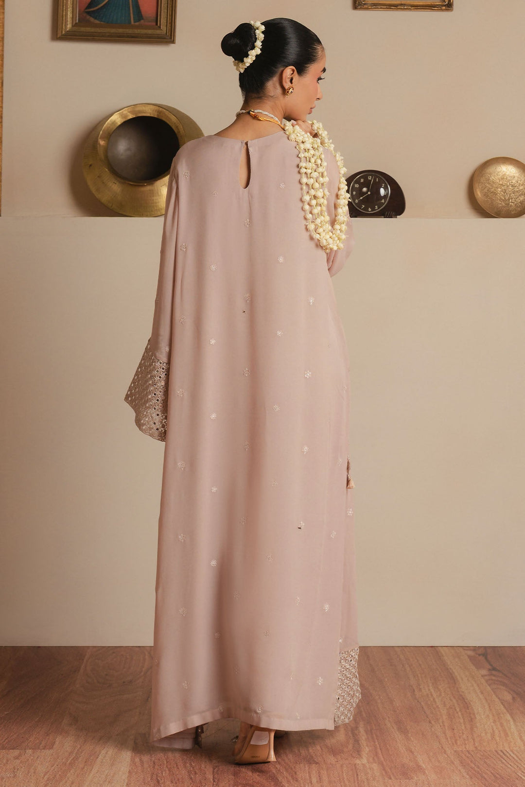 Cross Stitch - Moonlit Sand Chiffon Suit For Women - Beige - 2 Piece