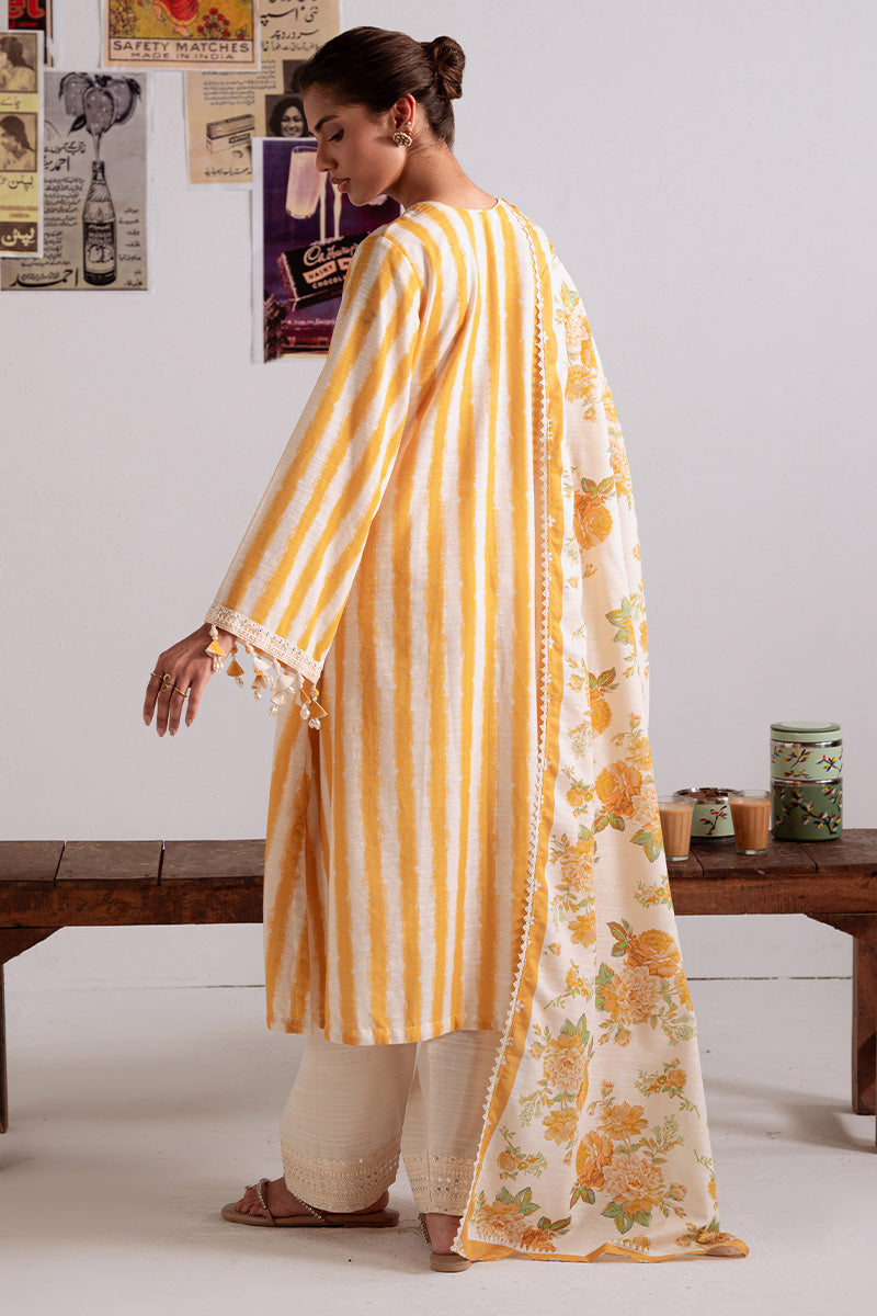 Cross Stitch - Ochre Bliss - Khaddar Printed Suit - 3 Piece - Unstitch