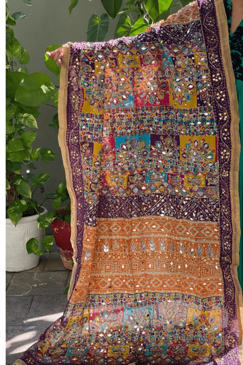 Design by Amina - Gota & Mirror Cut Work Dupatta 1 - Studio by TCS